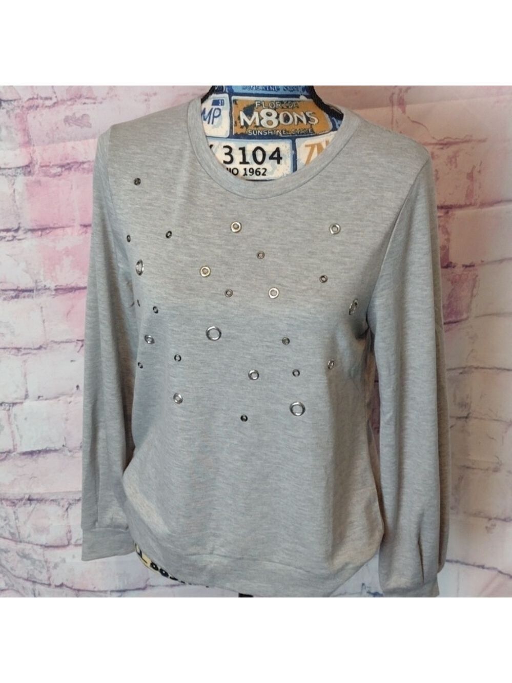 TRESICS luxe gray long sleeve top size large